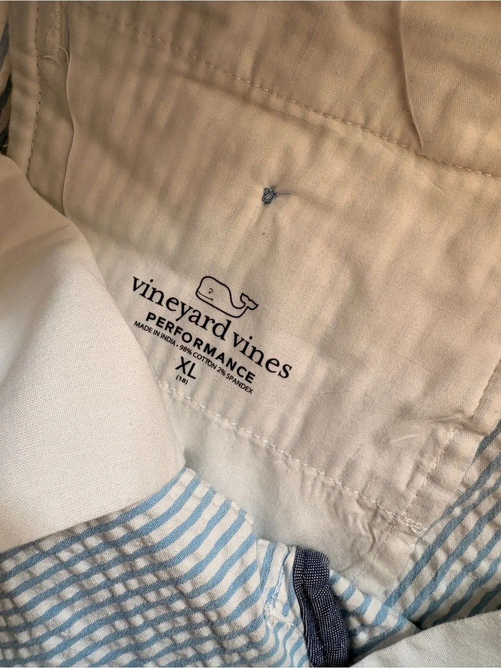 Vineyard Vines Boy’s Blue and White Seersucker shorts
